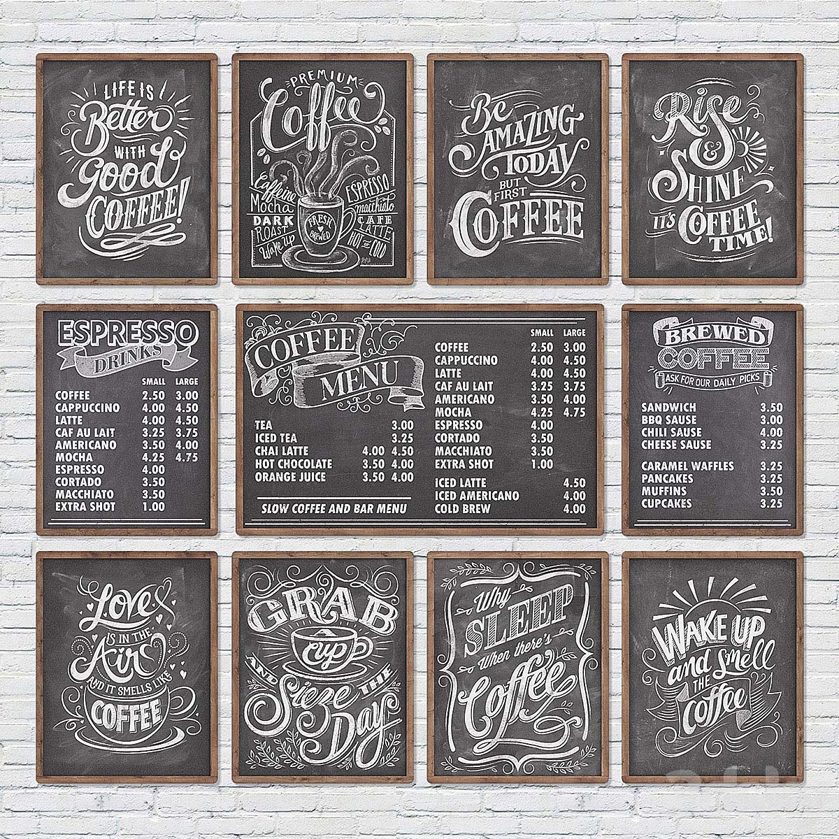 دانلود مدل سه بعدی تابلو کافی شاپ Cafe chalkboards بانک مدل آبجکت و