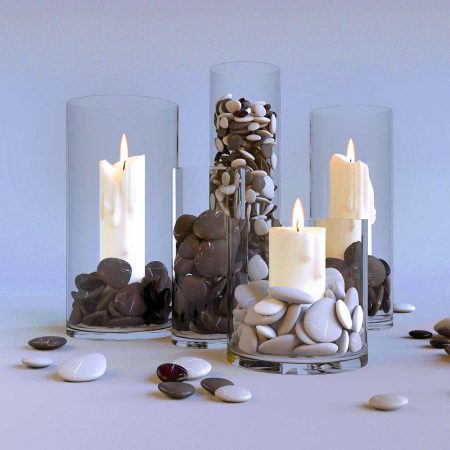 مدل سه بعدی شمع Candles in glass flasks