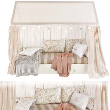 مدل سه بعدی تخت خواب کودک Childrens bed with columns 4