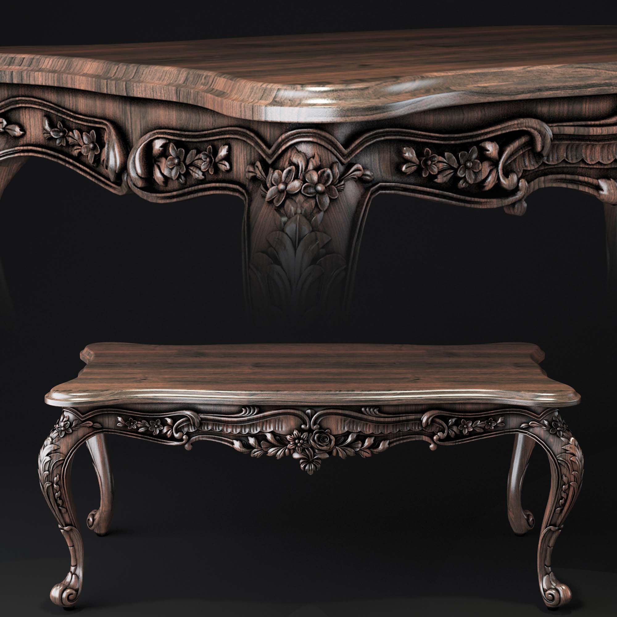 دانلود آبجکت میز کلاسیک Classic style coffee table میز بانک مدل