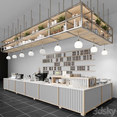 مدل سه بعدی کافی شاپ Design project of a coffee house in loft st