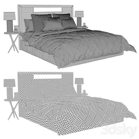 مدل سه بعدی تخت خواب Drucilla Comforter Set HMPT1817