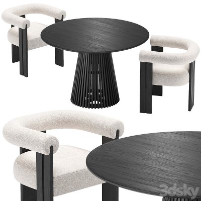 آبجکت میز و صندلی Eichholtz Percy Chair and La Forma Irune Table