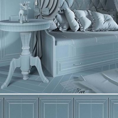 مدل سه بعدی تخت خواب و کمد Ferretti e Ferretti Happy Night Composition 303