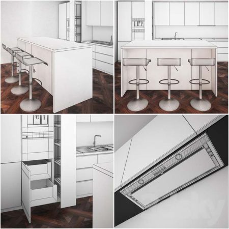 مدل سه بعدی آشپزخانه Kitchen Furniture X