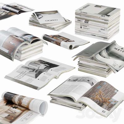 مدل سه بعدی مجله Opened magazines stack set