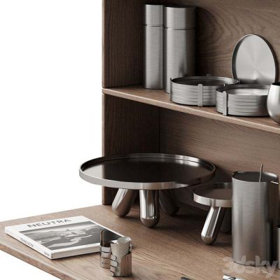 مدل سه بعدی وسایل آشپزخانه 059_Kitchen decor set DISHES aluminum 01