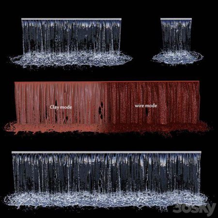 مدل سه بعدی آبشار 3 types of waterfall Fountains cascade in different sizes 0