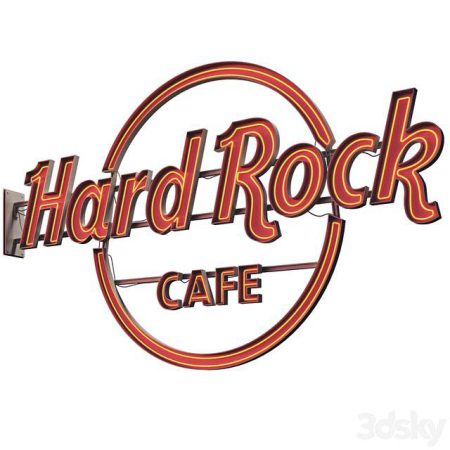 مدل سه بعدی لوگو کافی شاپ Hard Rock cafe neon sign