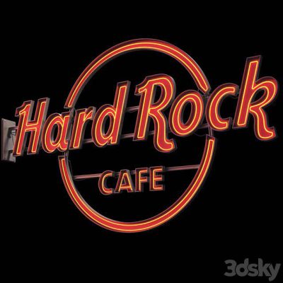 مدل سه بعدی لوگو کافی شاپ Hard Rock cafe neon sign