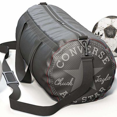 مدل سه بعدی کیف و کفش ورزشی Sports bag with sneakers and balls