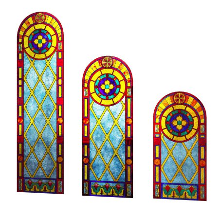 مدل سه بعدی پنجره Stained-glass window in three sizes