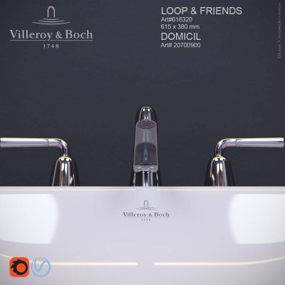 مدل سه بعدی سینک روشویی Villeroy&Boch LoopFriends Domicil