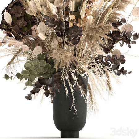 آبجکت گلدان خشک Bouquet 173. Pampas grass, vase, dried flower