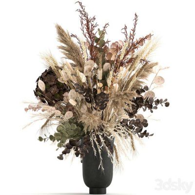 آبجکت گلدان خشک Bouquet 173. Pampas grass, vase, dried flower