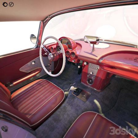 دانلود آبجکت ماشین Chevrolet Corvette Coupe 1960 With A Roof