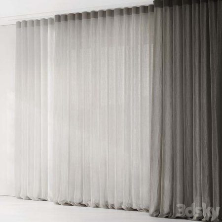 آبجکت پرده Curtains with folds on the floor of fine linen on the ceiling cornice
