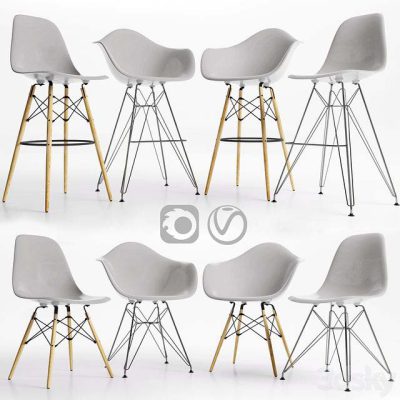 آبجکت صندلی Eames Plastic Side Chairs GREY