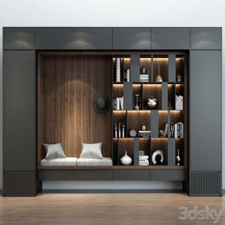 مدل سه بعدی کتابخانه Hallway Furniture Cabinet Set 494