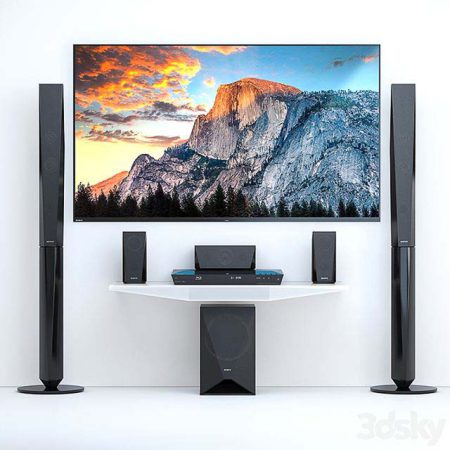 مدل سه بعدی سینما خانواده Home theater Sony BDV-E4100 + TV Sony AF8