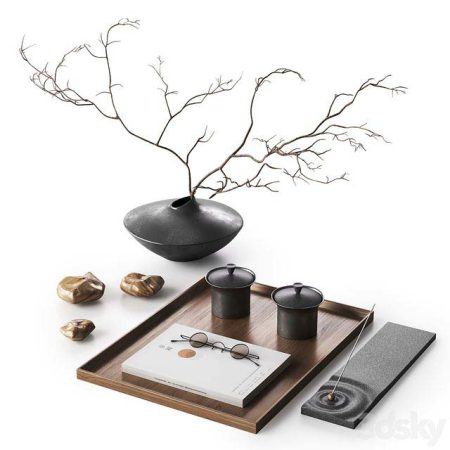 مدل سه بعدی دکوراتیو Japandi decorative set