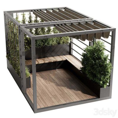 آبجکت آلاچیق Landscape Furniture With Pergola And Roof Garden 09