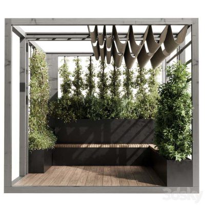آبجکت آلاچیق Landscape Furniture With Pergola And Roof Garden 09