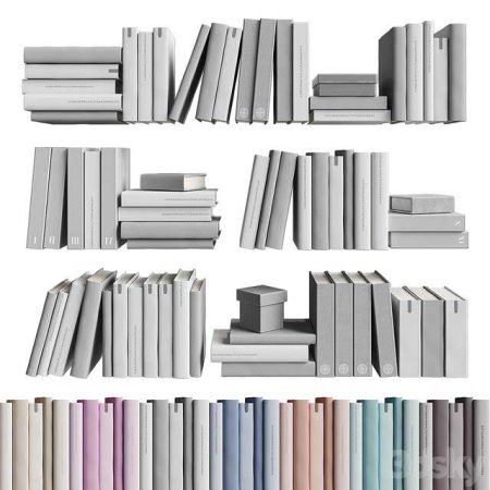 مدل سه بعدی کتاب 7colors monochrome books set