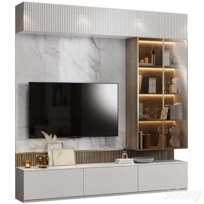 مدل سه بعدی میز تلویزیون (تی وی وال) Neoclassical TV Wall 022