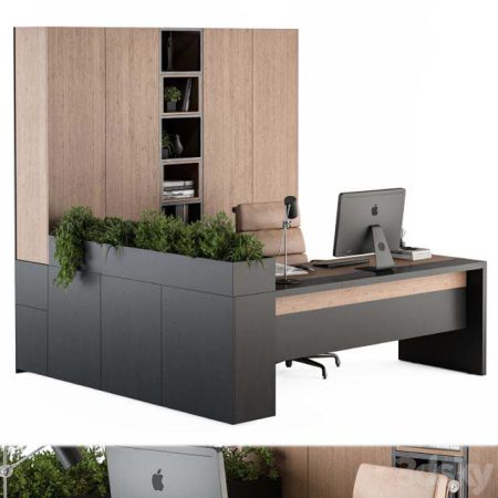 آبجکت میز کار اداری Office Furniture L Type Wardrobe Manager Set 32