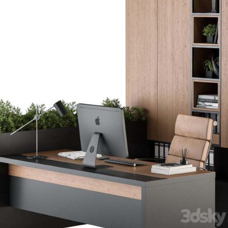 آبجکت میز کار اداری Office Furniture L Type Wardrobe Manager Set 32