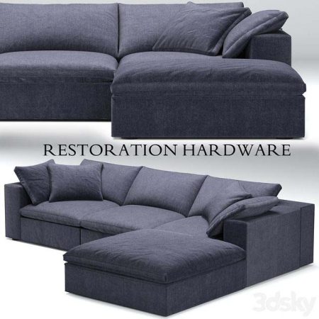 آبجکت مبلمان Restoration Hardware Cloud Modular blue sofa