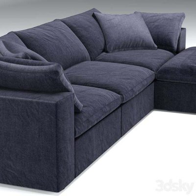 آبجکت مبلمان Restoration Hardware Cloud Modular blue sofa