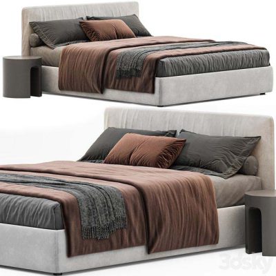 دانلود مدل سه بعدی تخت خواب Upholstered Double Bed Bolzan Letti
