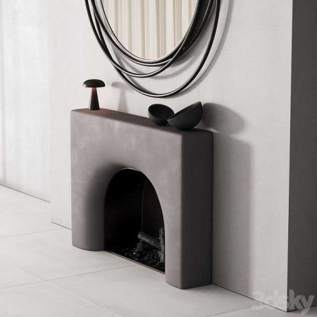 آبجکت شومینه 154 fireplace decorative wall kit 03 smooth soft fireplace 00