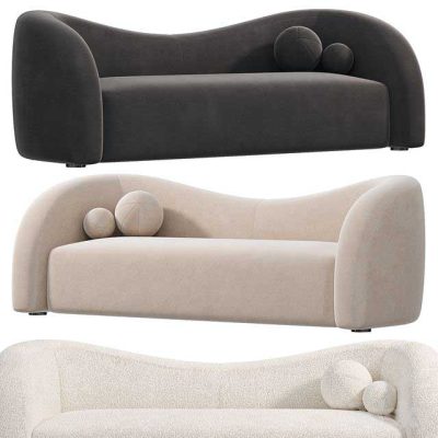 آبجکت مبلمان Boucle Upholstered Curved 2 Seater Sofa for Living Room