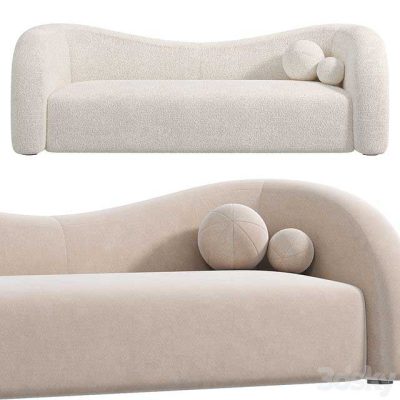 آبجکت مبلمان Boucle Upholstered Curved 2 Seater Sofa for Living Room