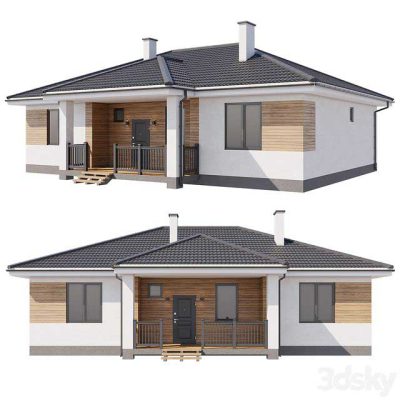 مدل سه بعدی خانه ویلایی Country house 120 sq.m