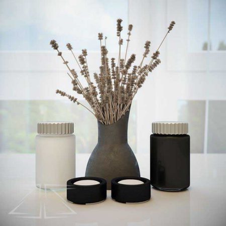 مدل سه بعدی دکوراتیو Decorative Set 2 (3 vases and line)