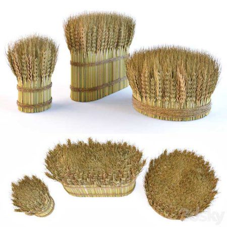 مدل سه بعدی دکوراتیو Decorative sheaves of wheat ears 2