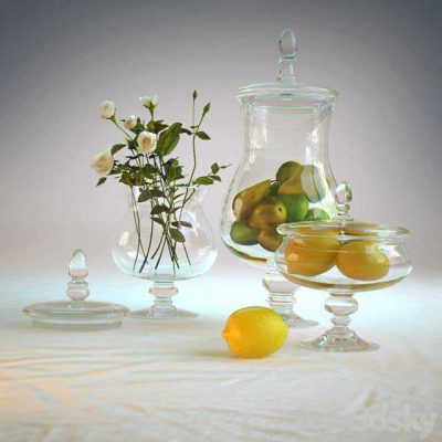مدل سه بعدی دکوراتیو Decorative vase with fruit