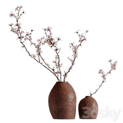 آبجکت گلدان Flowering branches in a vase (2 colors)