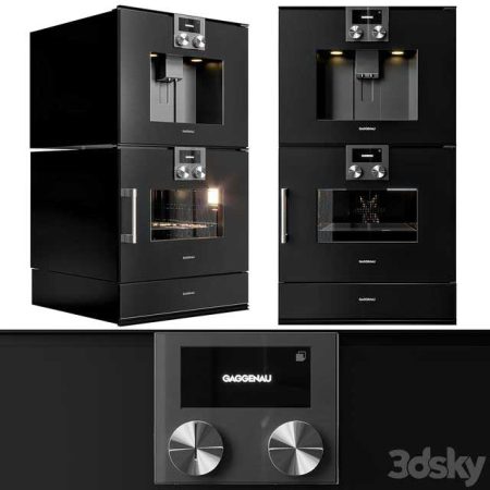مدل سه بعدی لوازم برقی آشپزخانه  GAGGENAU, AEG and NEFF double oven and coffeemaker collection