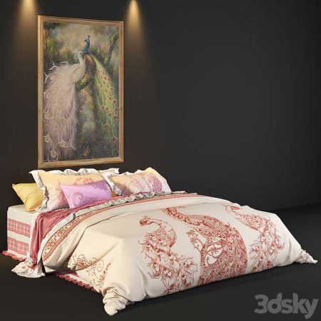 مدل سه بعدی تختخواب Peacock bed