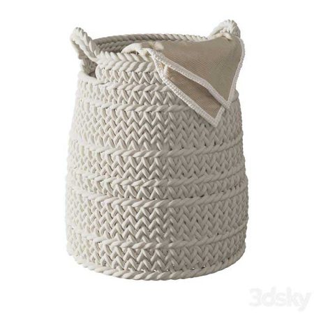 آبجکت سبد Pottery Barn Ivory Chunky Knit Nursery Storage