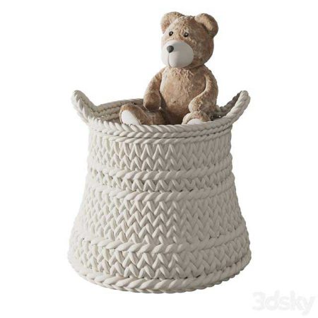 آبجکت سبد Pottery Barn Ivory Chunky Knit Nursery Storage