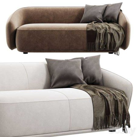 آبجکت مبلمان Rene Sofa by Meridiani (with plaid and pillows)