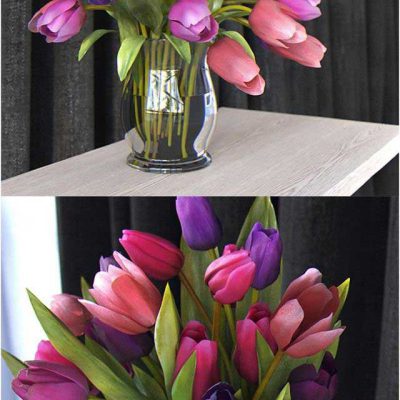 آبجکت گلدان Tulips