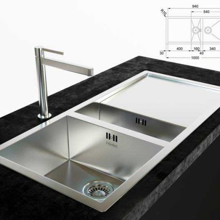 مدل سه بعدی سینک ظرفشویی franke sink and faucet