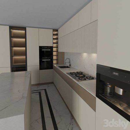 مدل سه بعدی آشپزخانه Kitchen Modern 06 (Corner Kitchen)